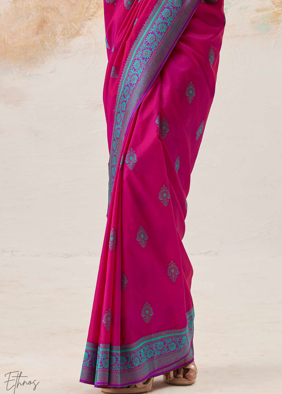 Pink Jacquard Kanjivaram Silk Saree
