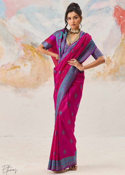 Pink Jacquard Kanjivaram Silk Saree