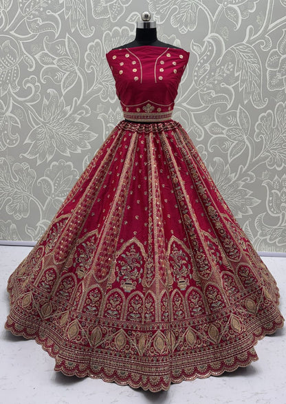 Red Pure Soft Gadhwal Silk Premium Bridal Lehenga Choli Wedding Lehenga Choli Anant Tex Exports Pvt.Ltd..