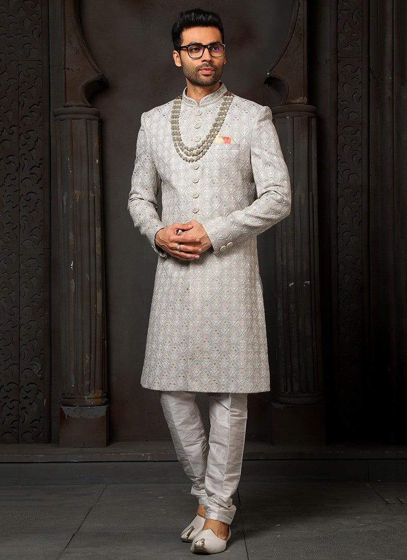 Cream and Off White Colour Wedding Wear Sherwani Suit D.No.1737 Anant Tex Exports Private Limited