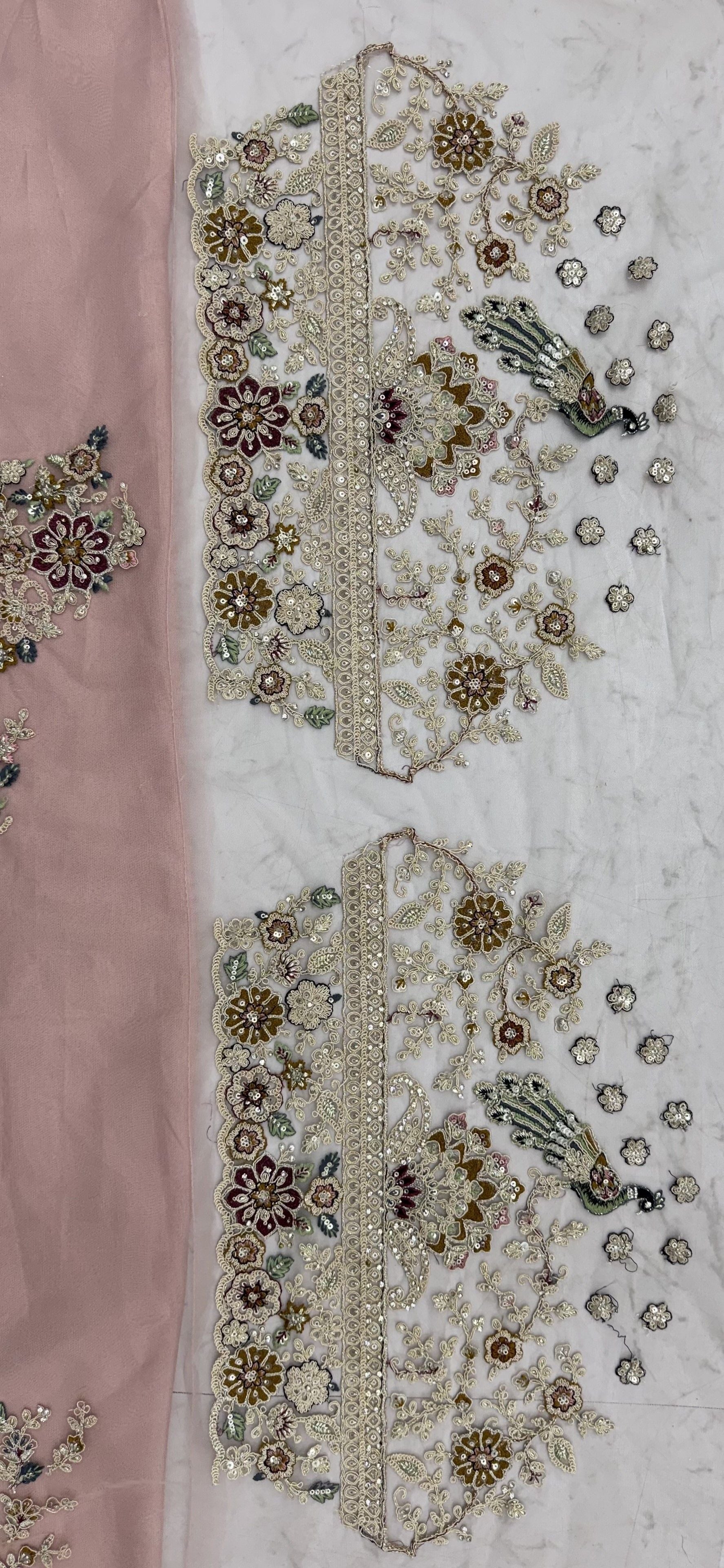 Pink Pure Heavy Net Sequins Sequins Zari Embroidery Work Net Bridal Lehenga Choli