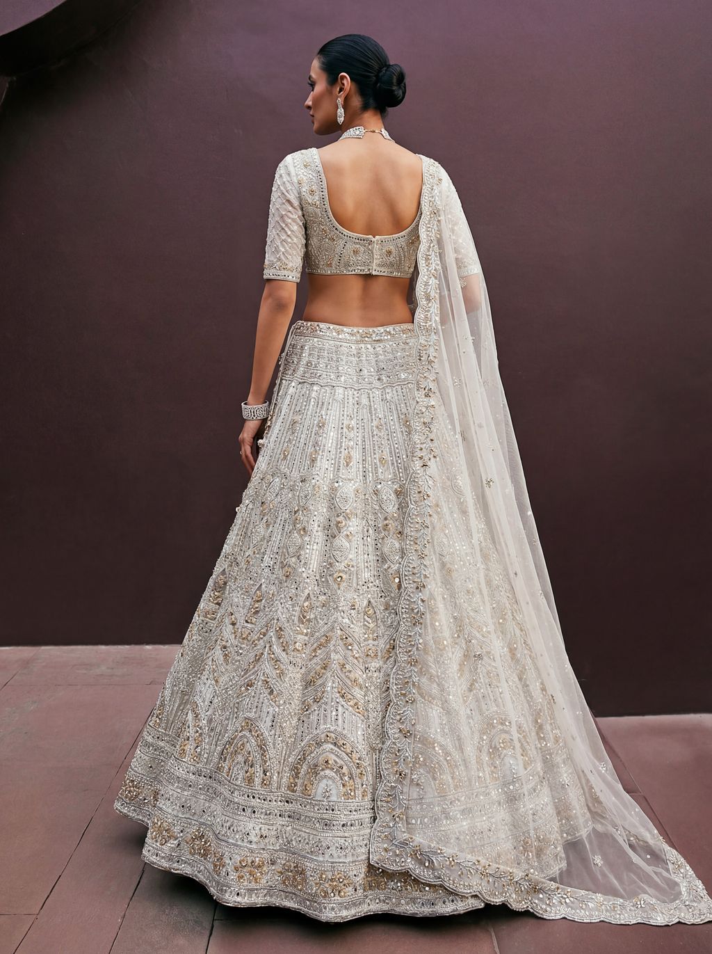 White Pure Soft Net Heavy Embroidery Work Bridal Lehenga 
