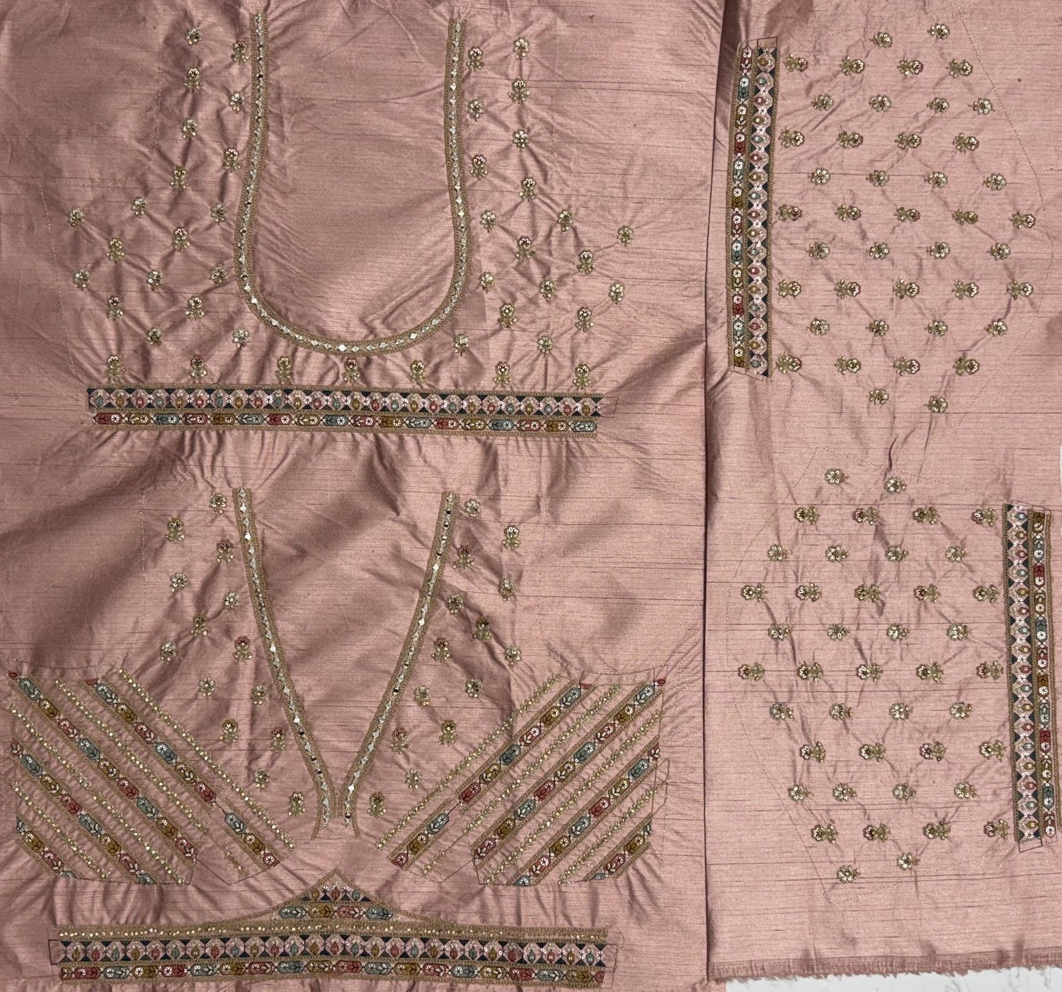Pink Pure Slubb Silk Premium Dori Embroidery Sequins &amp; Diamond Work Bridal Lehenga Choli