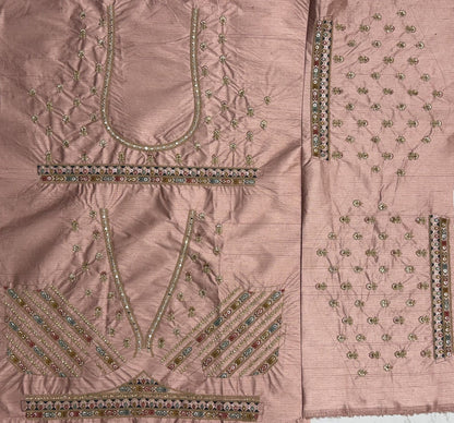 Pink Pure Slubb Silk Premium Dori Embroidery Sequins &amp; Diamond Work Bridal Lehenga Choli