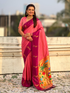 Pink Pure Premium Soft Silk Pichwai Nature Zari Weaving Saree 