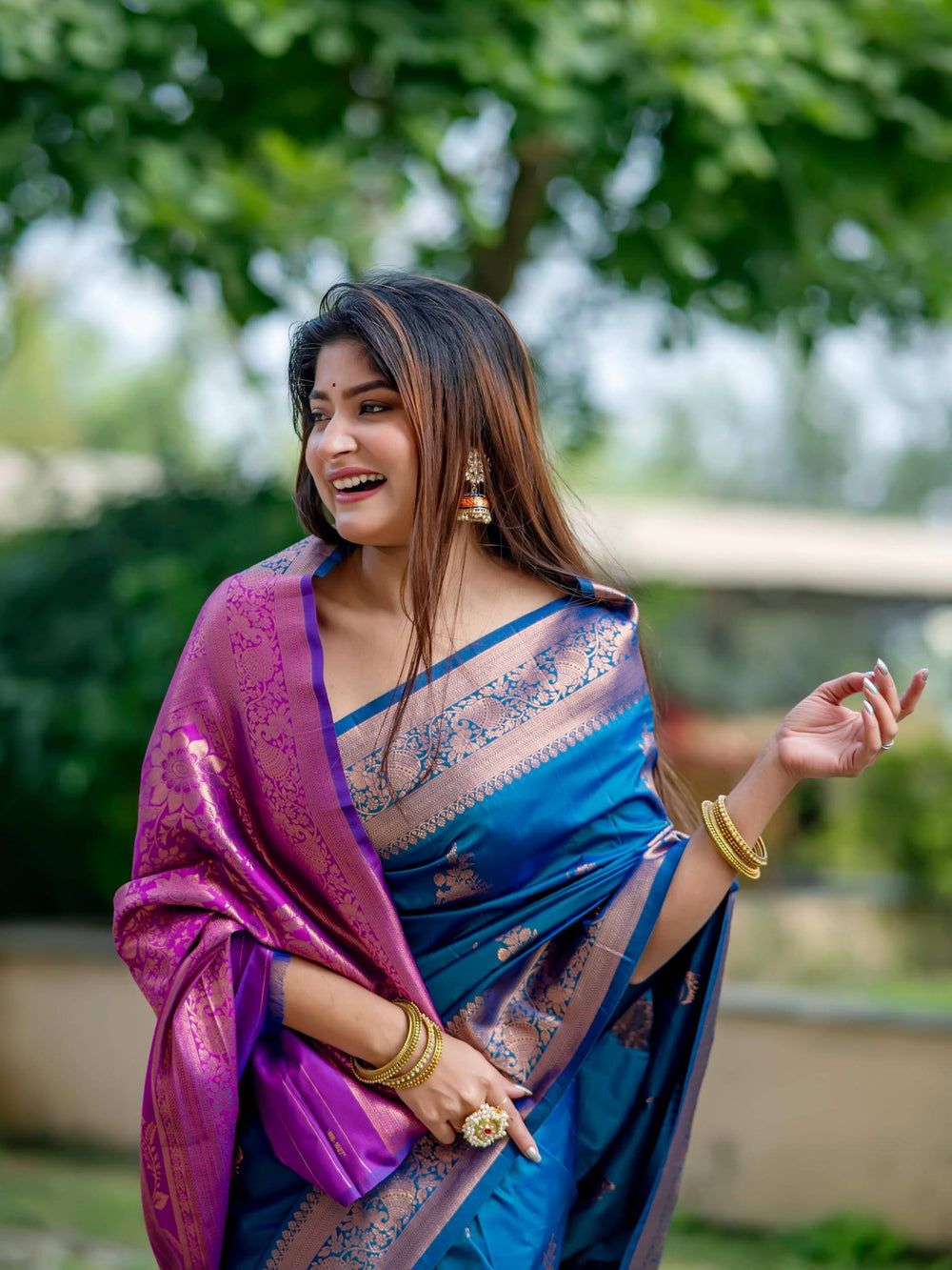 Firozi Pure Soft Banarasi Katan Silk Banarasi Saree