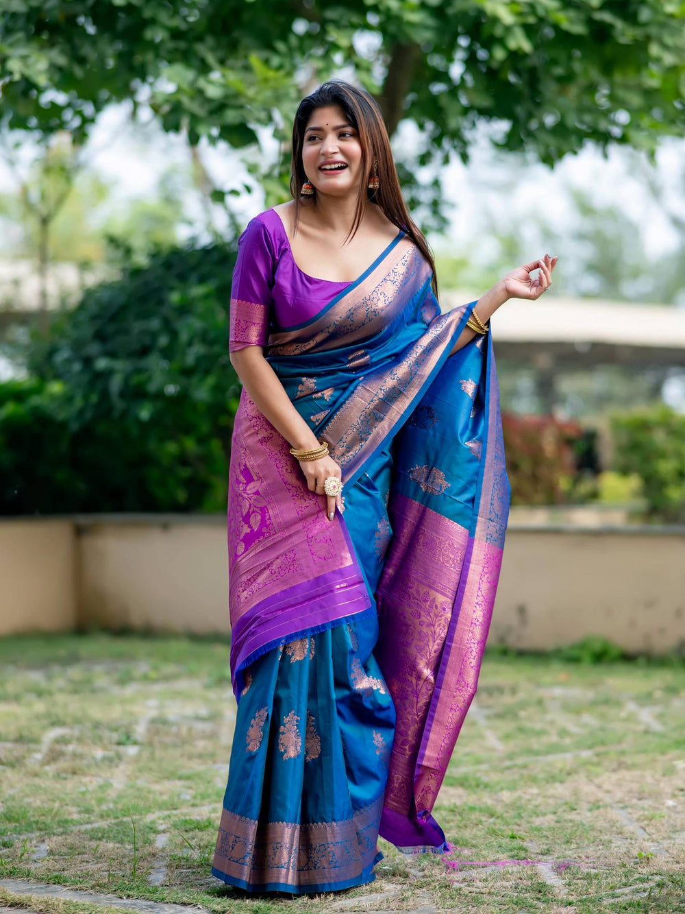 Firozi Pure Soft Banarasi Katan Silk Banarasi Saree