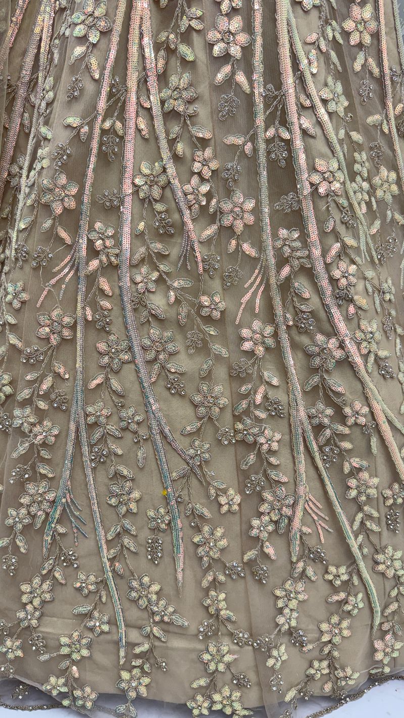 Golden Pure Soft Net Heavy Embroidery Work Bridal Lehenga