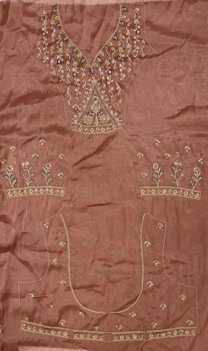 Pink Pure Chandnia Silk Handwork Motif Peacock Pattern Crystal Beads Multi Thread Dori &amp; Sequins Work Bridal Lehenga Choli