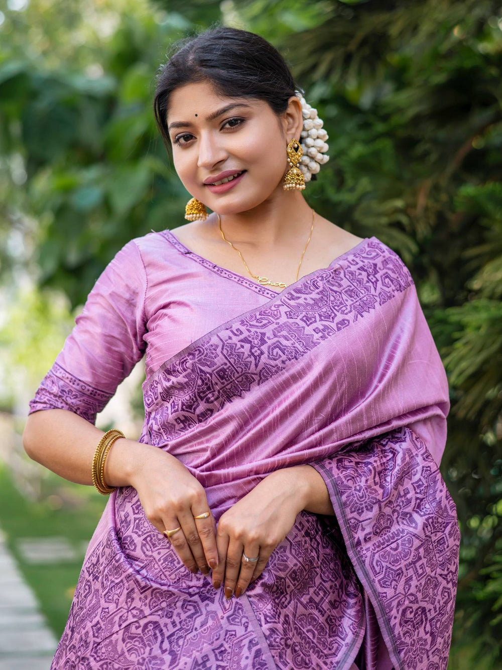 Baby Pink Pure Handloom Row Silk Saree