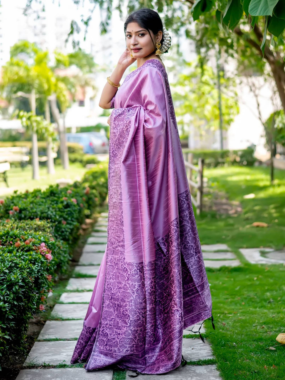 Baby Pink Pure Handloom Row Silk Saree