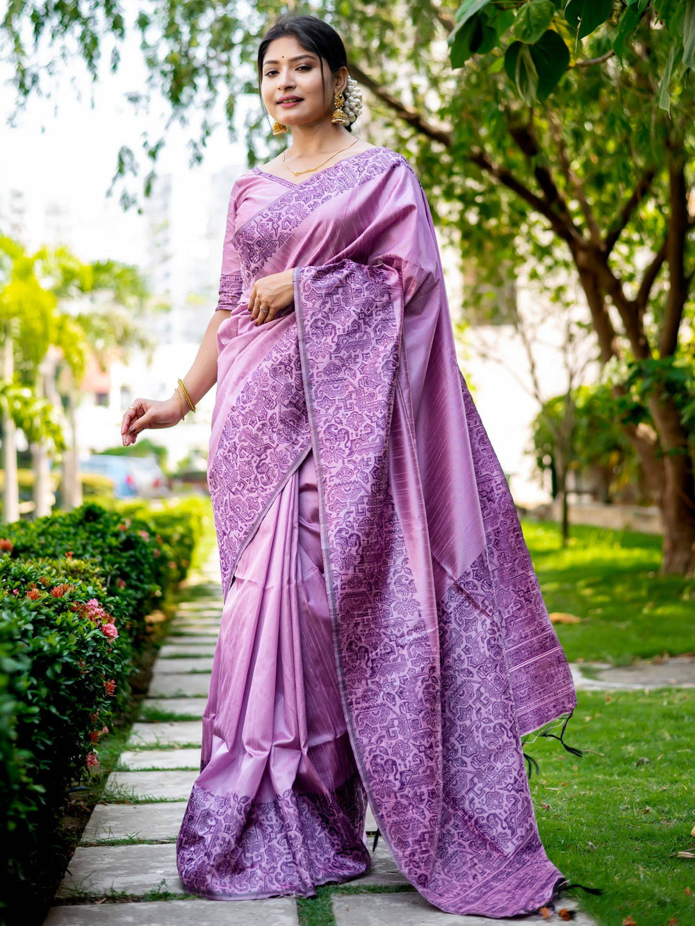 Baby Pink Pure Row Handloom Silk Saree