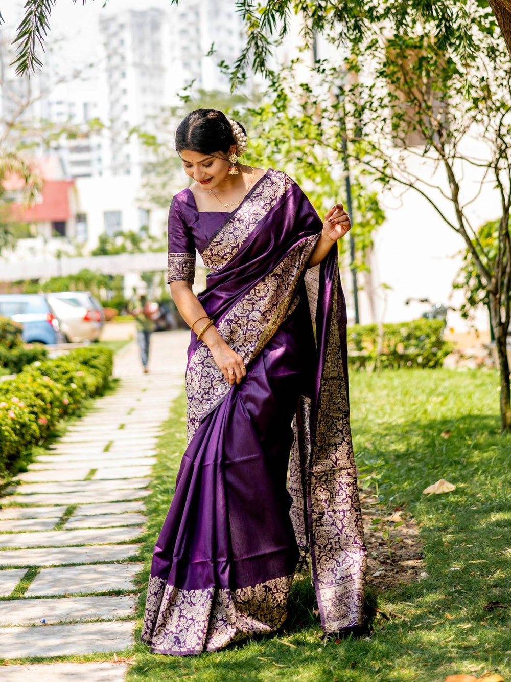 Wine Pure Row Handloom Silk Saree