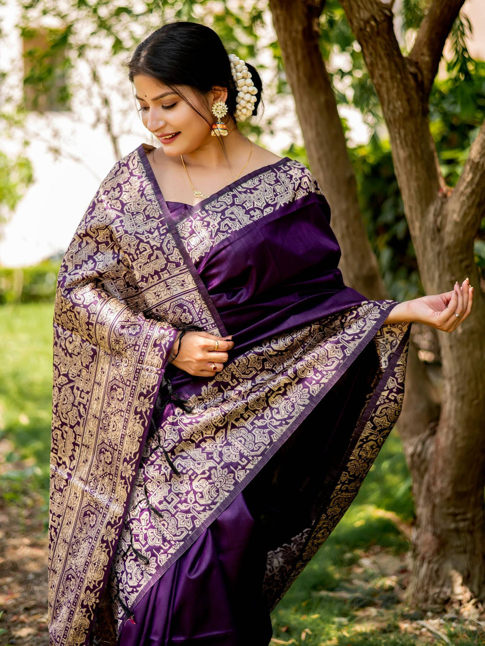 Wine Pure Row Handloom Silk Saree Tussar Saree Anant Tex Exports Pvt.Ltd..