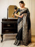 Black Pure Row Handloom Silk Saree Tussar Saree Anant Tex Exports Pvt.Ltd..