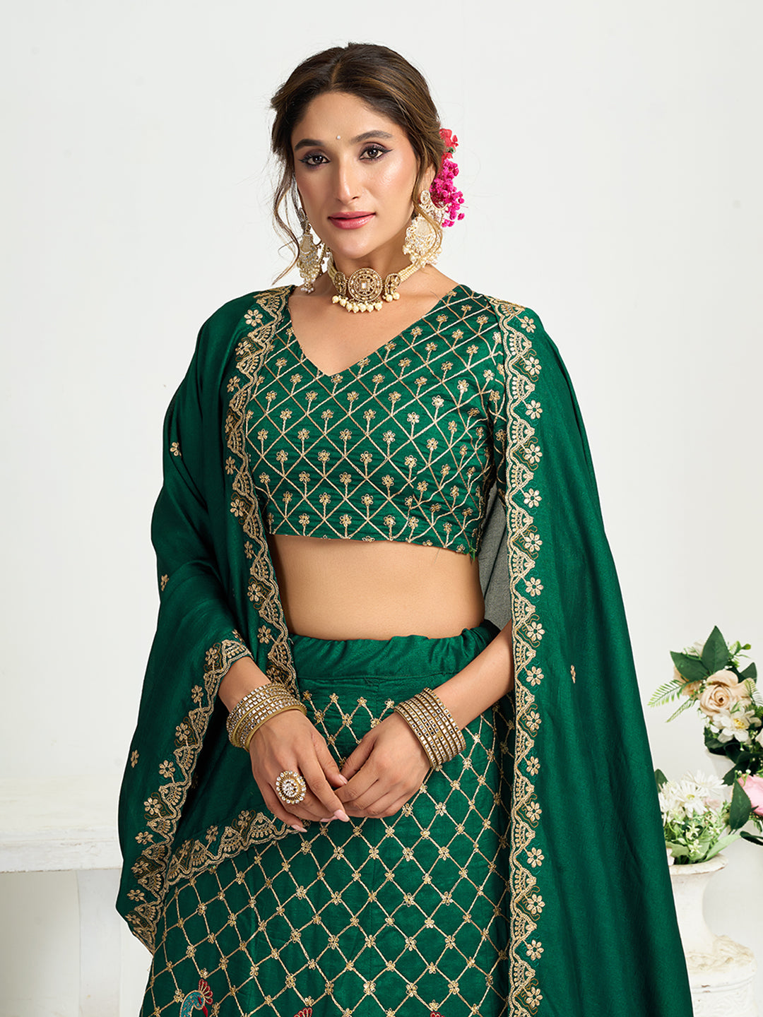 Green Pure Soft Fendi Silk Matching Combo Couple Dress  Anant Tex Exports Pvt.Ltd..
