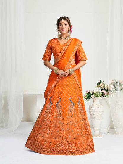 Orange Pure Soft Fendi Silk Matching Combo Couple Dress  Anant Tex Exports Pvt.Ltd..
