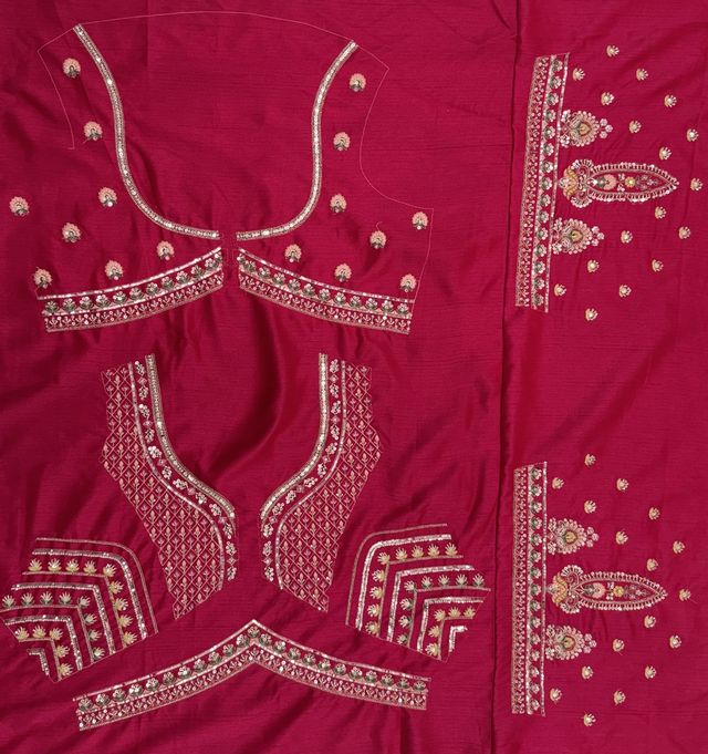 Rani Pink Pure Soft Pink Moti Handwork Peacock Multi Cotton thread Sequins Work Bridal Lehenga Choli