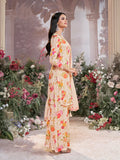 Traditional chinon sharara suit with floral dupatta border

