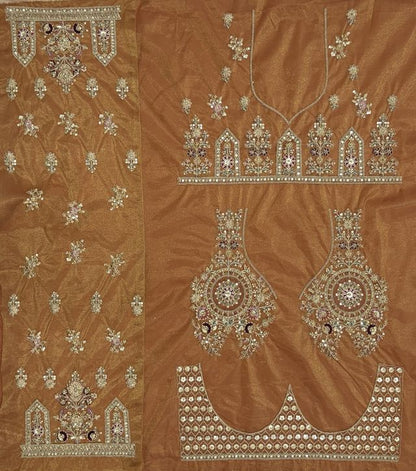 Orange Pure Soft Heavy Net Sequins Embroidery Work Bridal Lehenga 