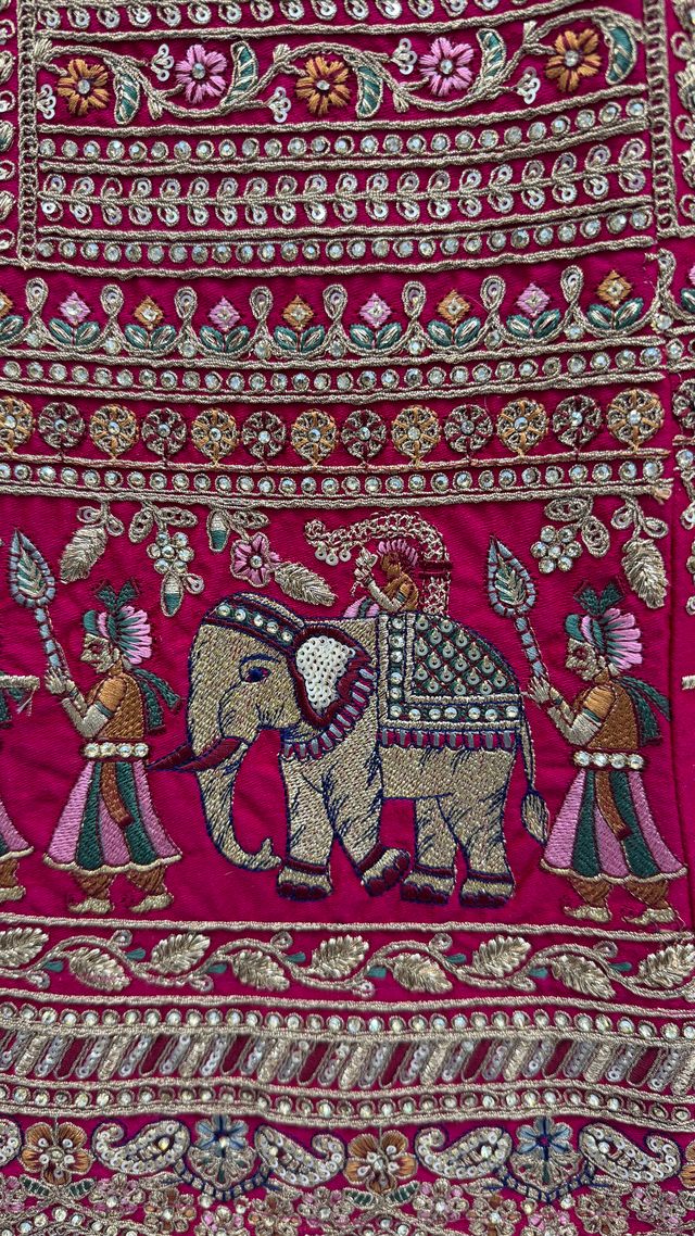 Rani Pink Pure Soft Gadwal Silk Heavy Embroidery Work Bridal Lehenga 