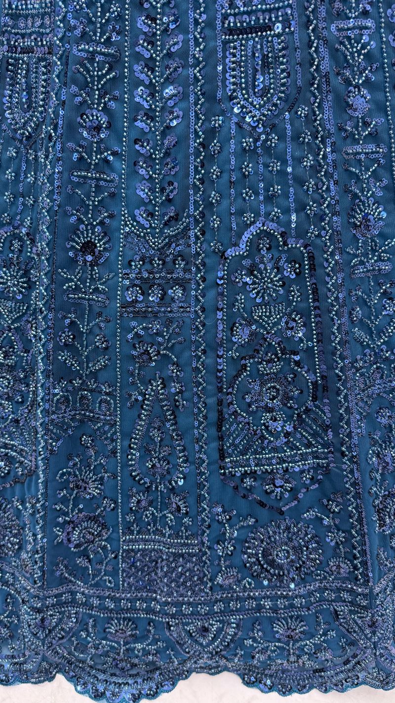 Blue Pure Soft Net Heavy Embroidery Work Bridal Lehenga 
