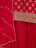 Red sharara suit with sequins embroidered yoke and daman

