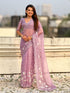 Mauve Pure Chandra Kora Silk Floral Embroidery Cutwork Saree 