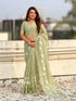 Green Pure Chandra Kora Silk Floral Embroidery Cutwork Saree 