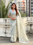 Grey Pure Oris Silk with Lotus Embroidery & Cutwork Border Saree 