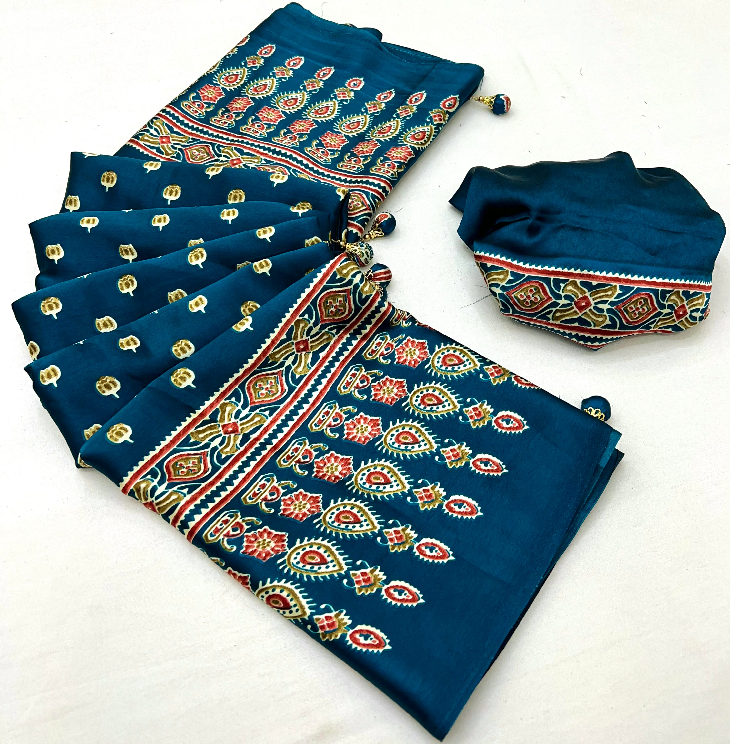 Rana Pure Semi Modal Silk Floral Printed Saree ##color## Floral Printed Saree with premium fabric and embroidery