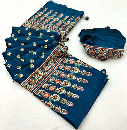 Rana Pure Semi Modal Silk Floral Printed Saree 