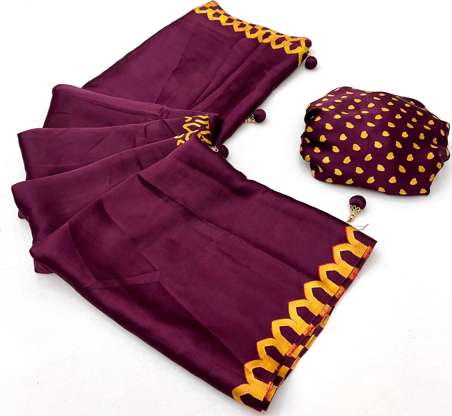Maroon Pure Semi Modal Japan Silk Ajarkh Printed Saree 
