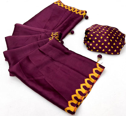 Maroon Pure Semi Modal Japan Silk Ajarkh Printed Saree 