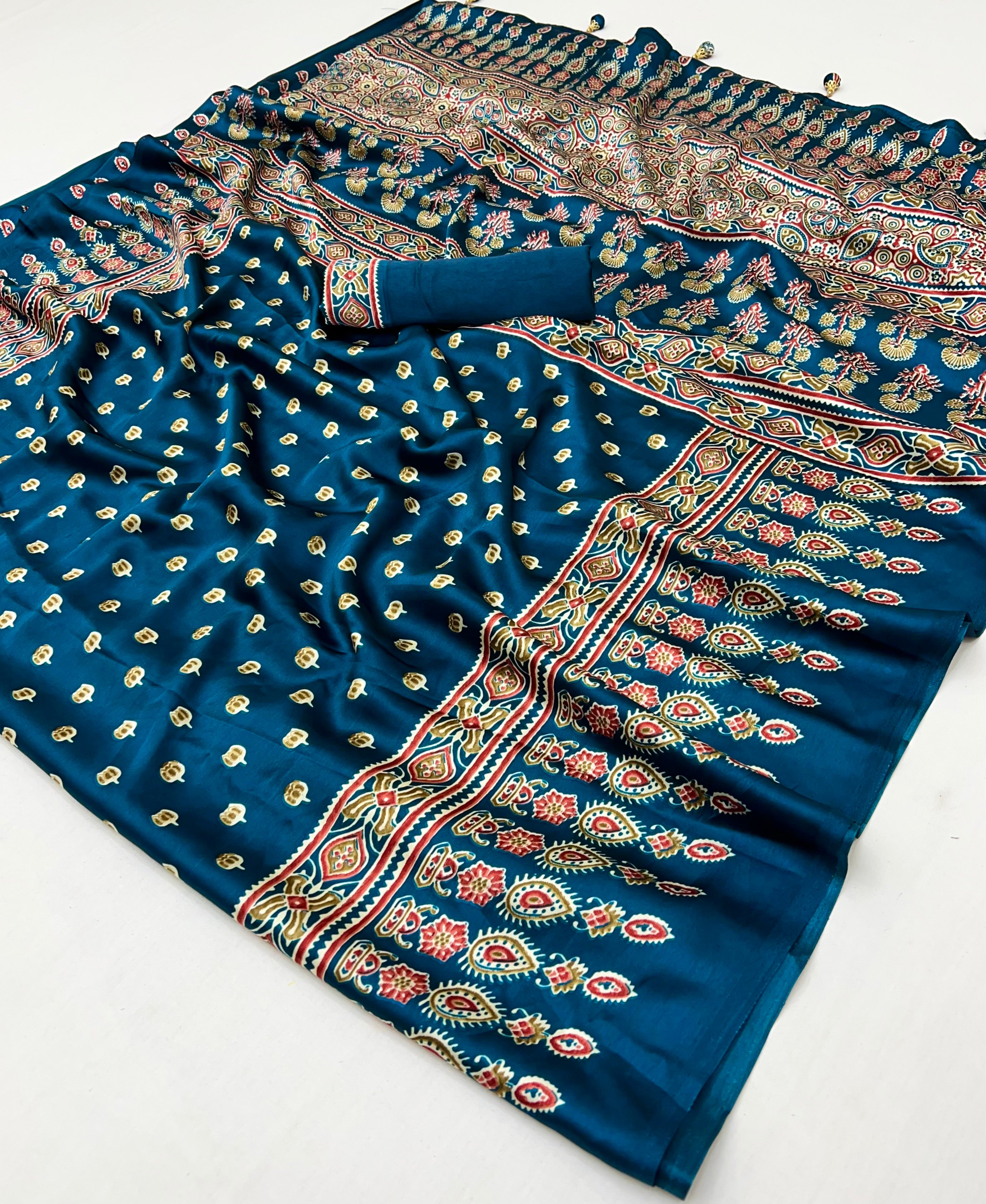 Rana Pure Semi Modal Silk Floral Printed Saree 