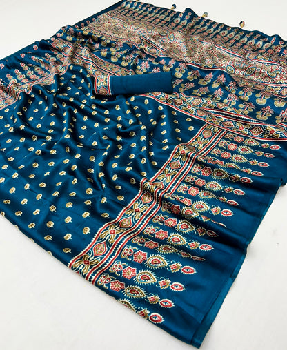 Rana Pure Semi Modal Silk Floral Printed Saree 