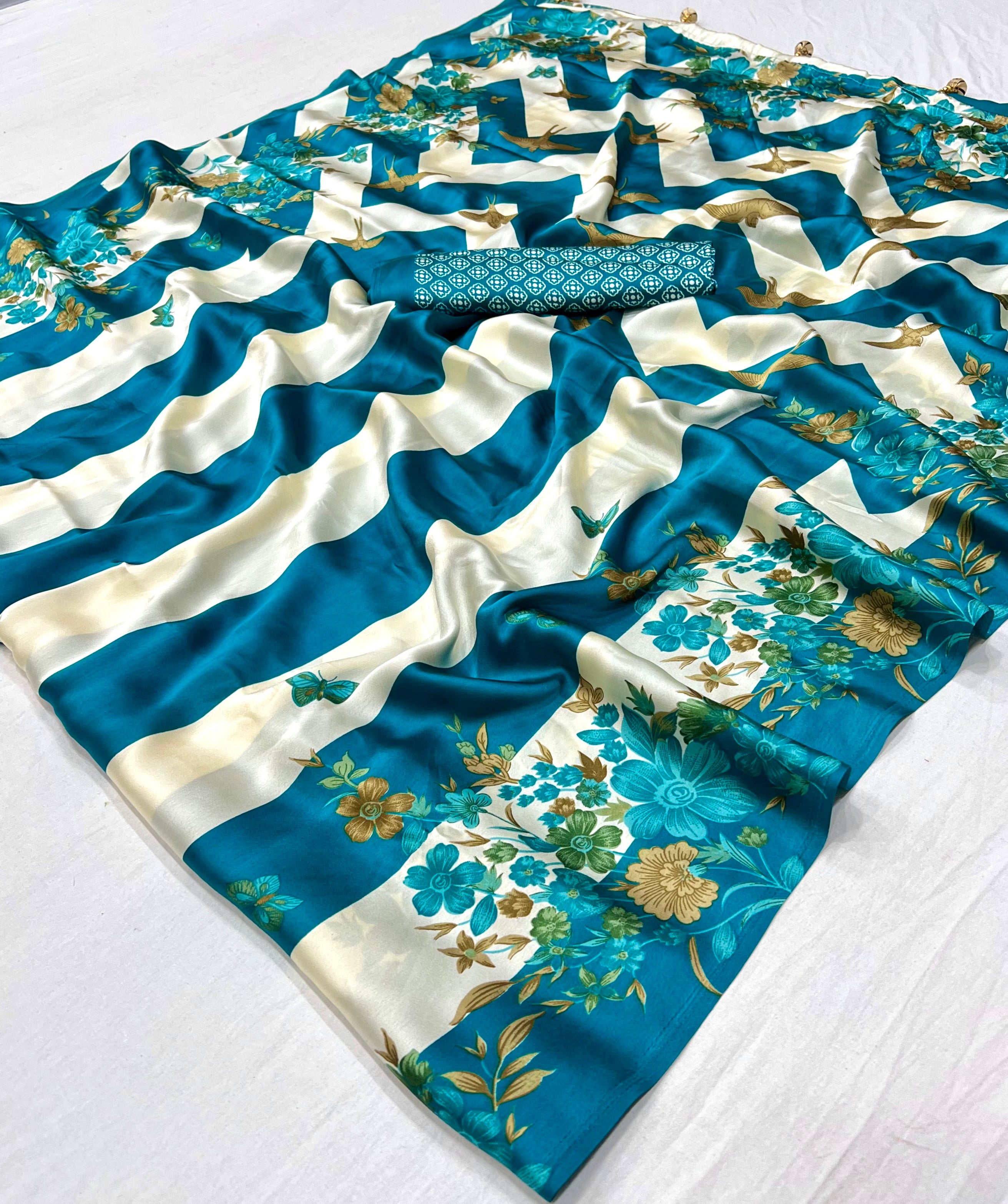 Rama Pure Semi Modal Japan Silk Ajarkh Printed Saree 