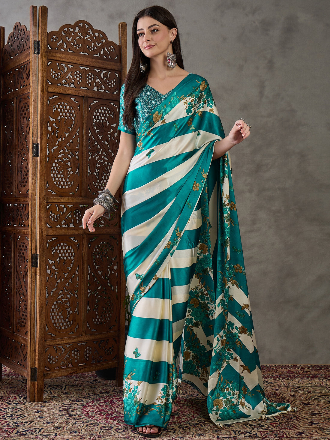Rama Pure Semi Modal Japan Silk Ajarkh Printed Saree 