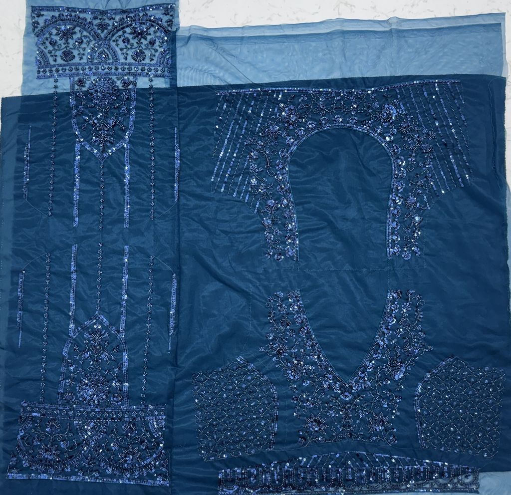 Blue Pure Soft Net Heavy Embroidery Work Bridal Lehenga 
