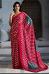 Red Pure Modal Satin Ajrakh Print Satin Saree Japan Satin Saree Anant Tex Exports Pvt.Ltd..