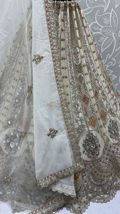 White Pure Soft Orgenza Sequins Work Bridal Lehenga Choli Organza Lehenga Choli Anant Tex Exports Pvt.Ltd..