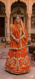 Orange Pure Upada Silk Rajsthani Rajputi Lehenga Choli 