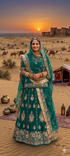 Teal Pure Georgette Chunri Rajsthani Rajputi Lehenga Choli 