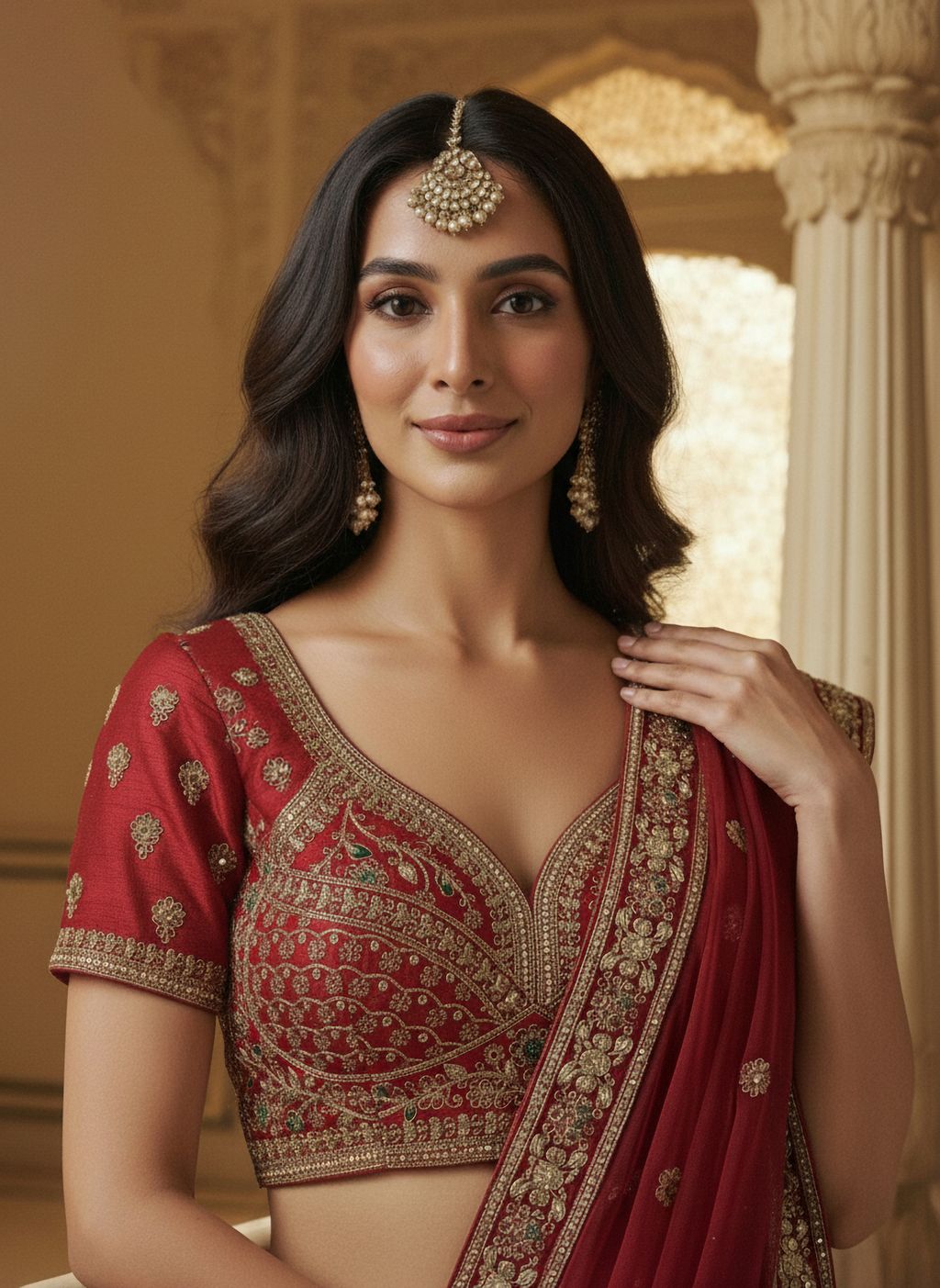 Red Pure Soft Silk Heavy Embroidery Work Bridal Lehenga