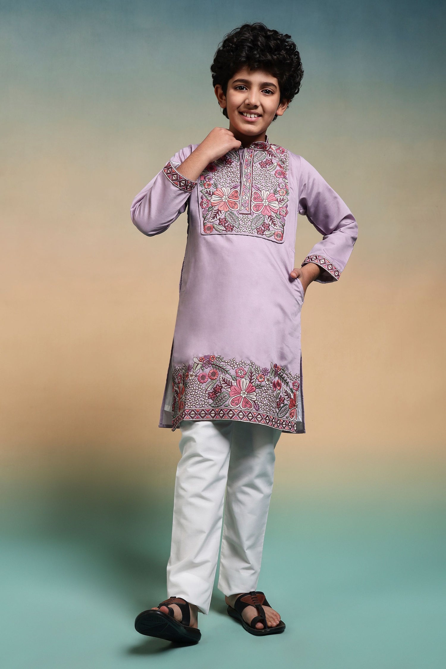 Lavendor Pure Viscose Silk Kids Boy Kurta Pajama 