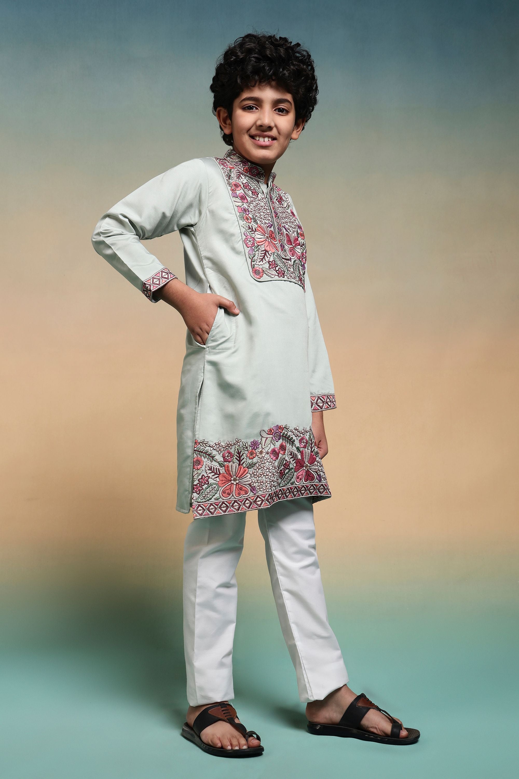 Pista Pure Viscose Silk Kids Boy Kurta Pajama