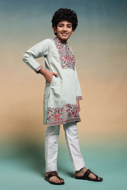 Pista Pure Viscose Silk Kids Boy Kurta Pajama