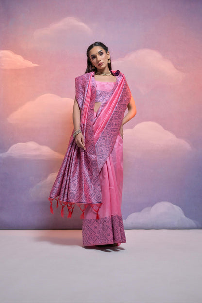 Baby Pink Pure Soft Bengalori Handloom Row Silk Saree Row Silk Saree Anant Tex Exports Pvt.Ltd..