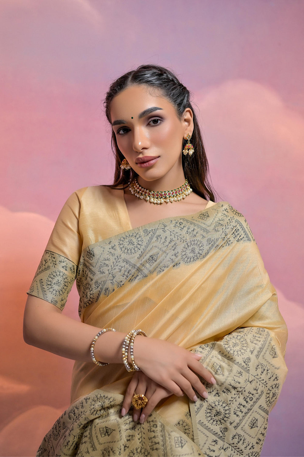 Chiku Pure Soft Bengalori Handloom Row Silk Saree
