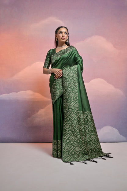 Green Pure Soft Bengalori Handloom Row Silk Saree Row Silk Saree Anant Tex Exports Pvt.Ltd..